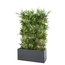 Haie de bambou artificielle l 100 cm H 150 cm avec pot