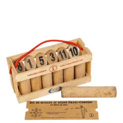 Jeu de quilles au bâton Franc-Comtois en bois vintage