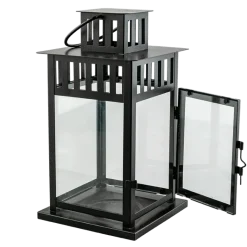 Lanterne acier noir 15 x 15 cm H 28 cm