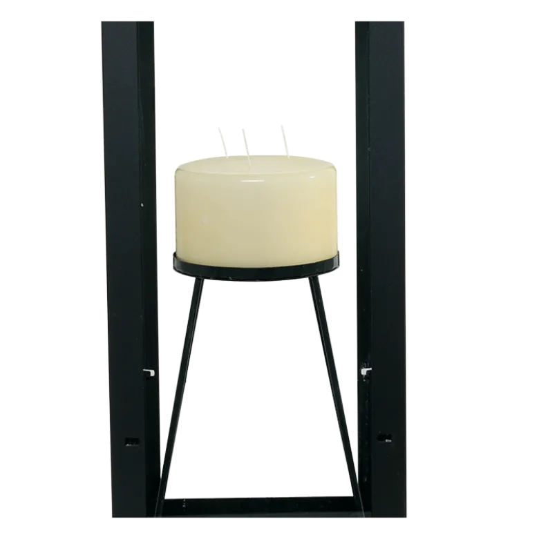 Lanterne 27 x 27 cm H 70 cm + bougie 3 mèches