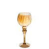 Lot de 3 bougeoirs en verre dorés sur pied H 30,5 - 35,5 - 40 cm