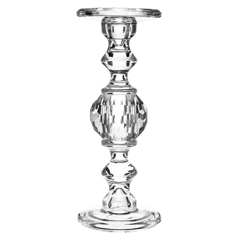 Lot de 3 bougeoirs en verre H 22 cm - 29,9 cm - 34,5 cm