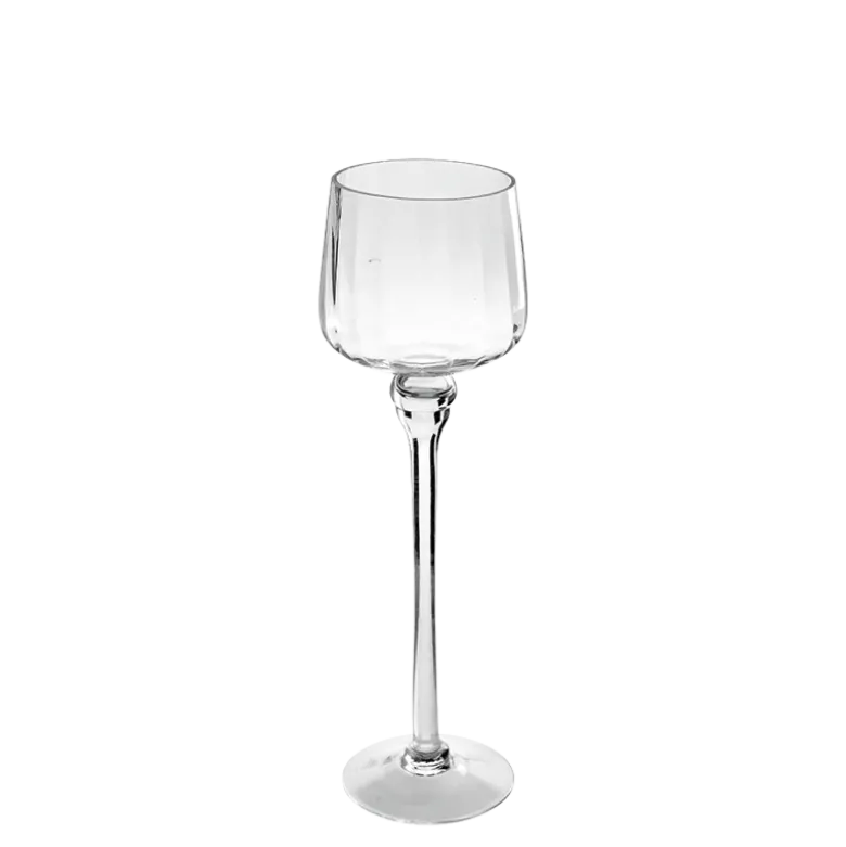 Lot de 3 bougeoirs en verre transparents sur pied H 30-38-46 cm