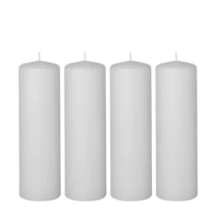 Lot de 4 bougies blanches cylindre Ø 6 cm H 20 cm