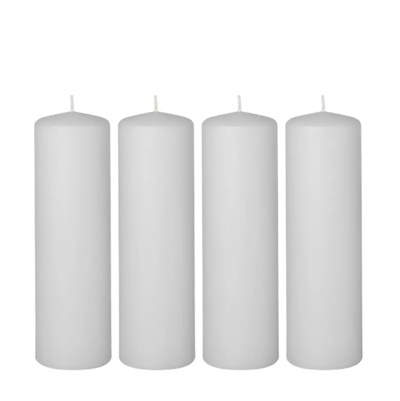 Lot de 4 bougies blanches cylindre Ø 6 cm H 20 cm