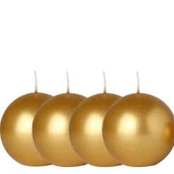 Lot de 4 bougies boule or Ø 10 cm