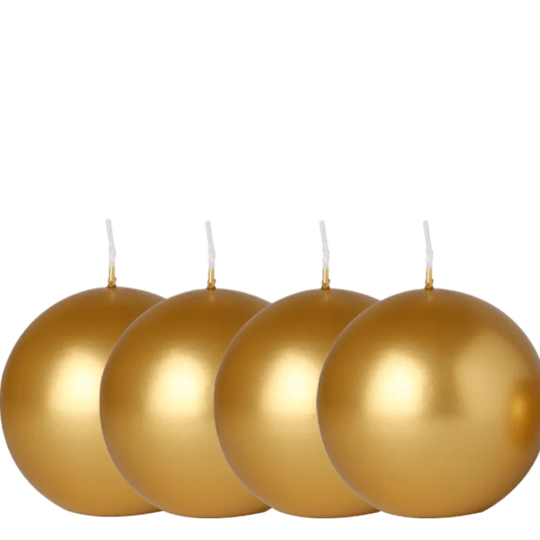 Lot de 4 bougies boule or Ø 10 cm