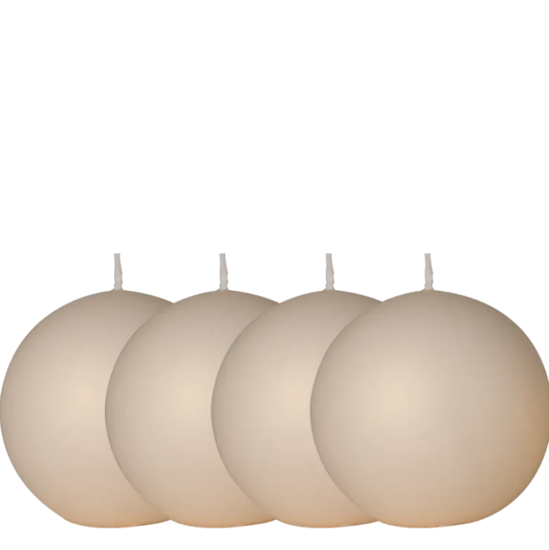 Lot de 4 bougies boule satinée ivoire Ø 10 cm