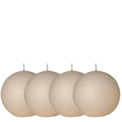 Lot de 4 bougies boule satinée ivoire Ø 8 cm