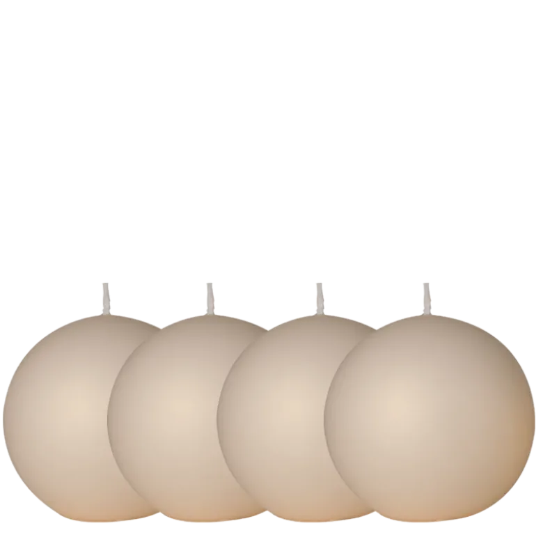 Lot de 4 bougies boule satinée ivoire Ø 8 cm