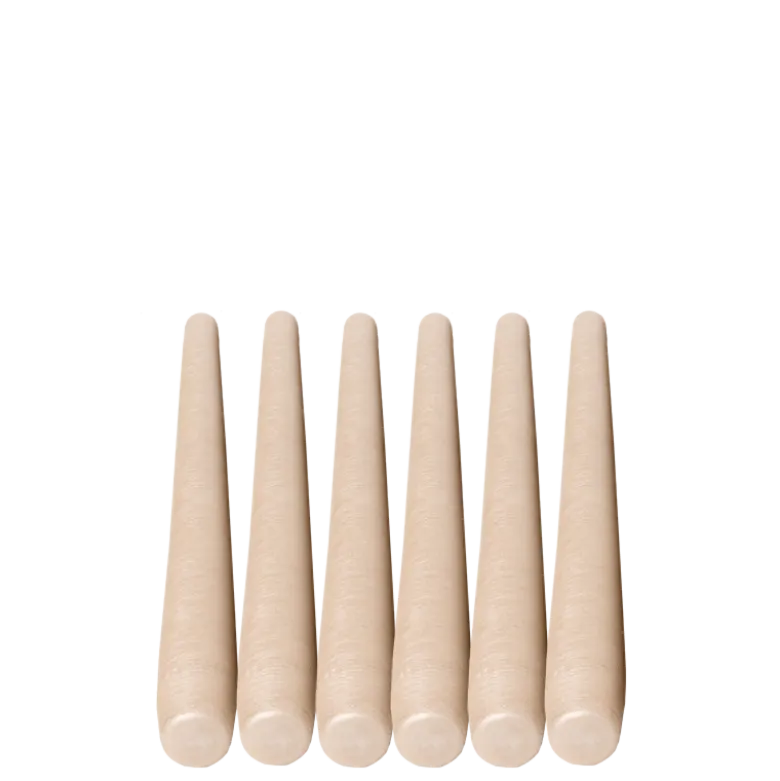Lot de 6 bougies brossées lin H 25 cm