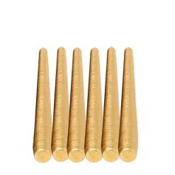 Lot de 6 bougies brossées or H 25 cm