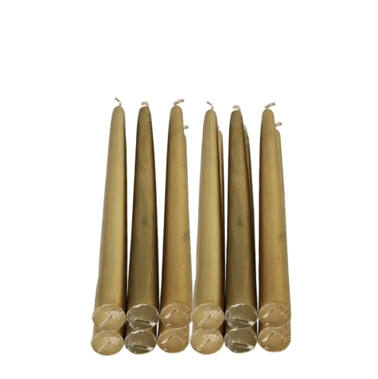 Lot de 12 bougies Classiques Or 30 cm