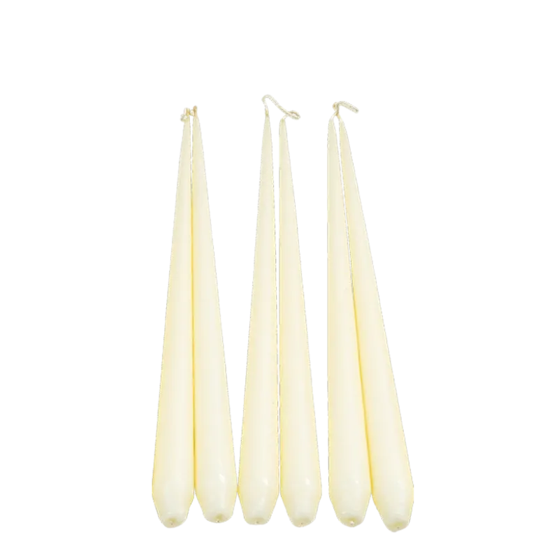 Lot de 6 bougies effilées beiges H 32 cm