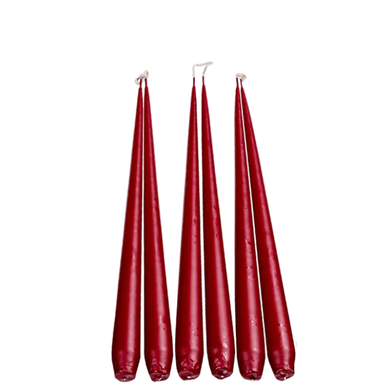 Lot de 6 bougies effilées cassis H 32 cm