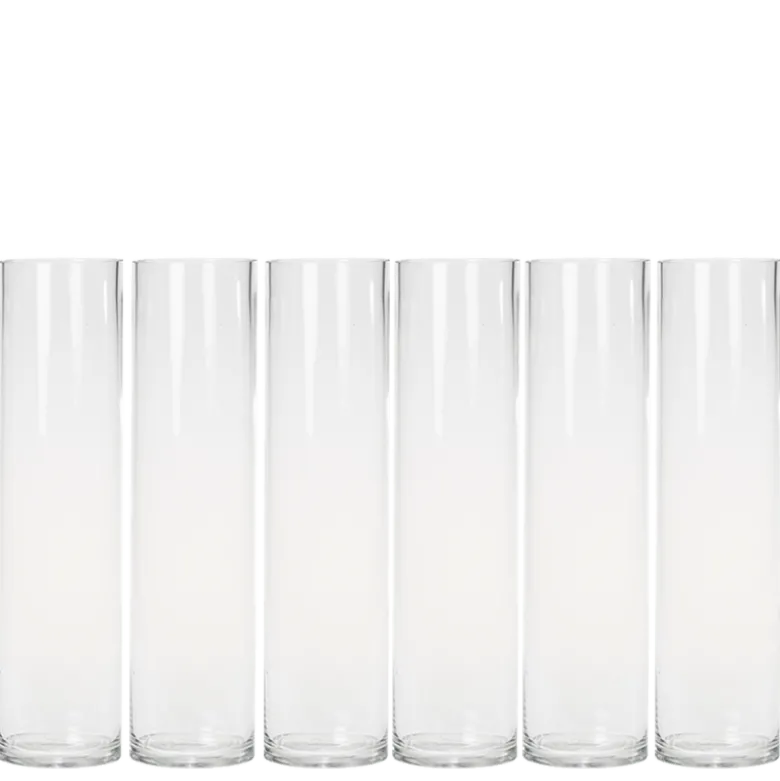 Lot de 6 vases cylindriques en verre Ø 10 cm H 40 cm