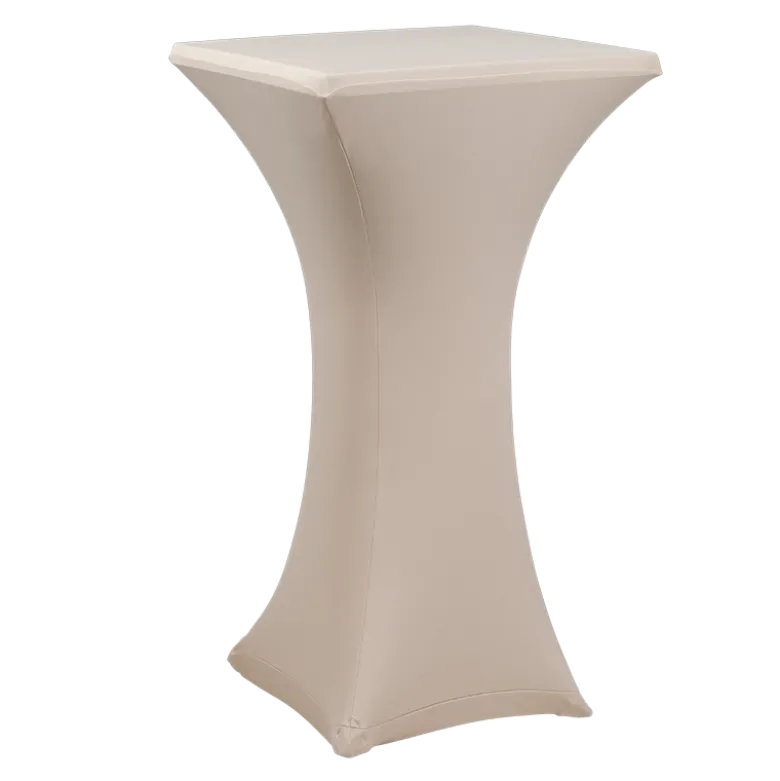 Mange-debout acier carré houssé beige 60 x 60 cm H 111 cm