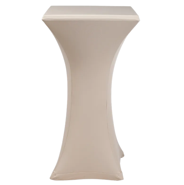 Mange-debout acier carré houssé beige 60 x 60 cm H 111 cm