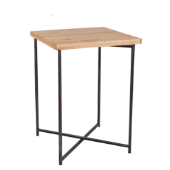 Mange-debout croisé acier plateau bois 65 x 65 cm H 90 cm