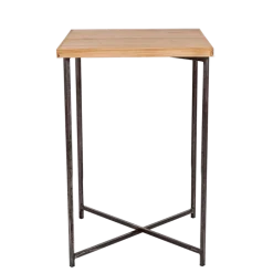 Mange-debout croisé acier plateau bois 65 x 65 cm H 100 cm