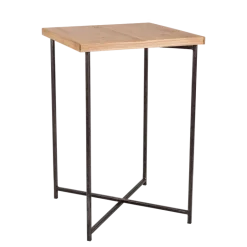 Mange-debout croisé acier plateau bois 65 x 65 cm H 100 cm