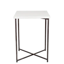 Mange-debout croisé acier plateau blanc 65 x 65 cm H 90 cm