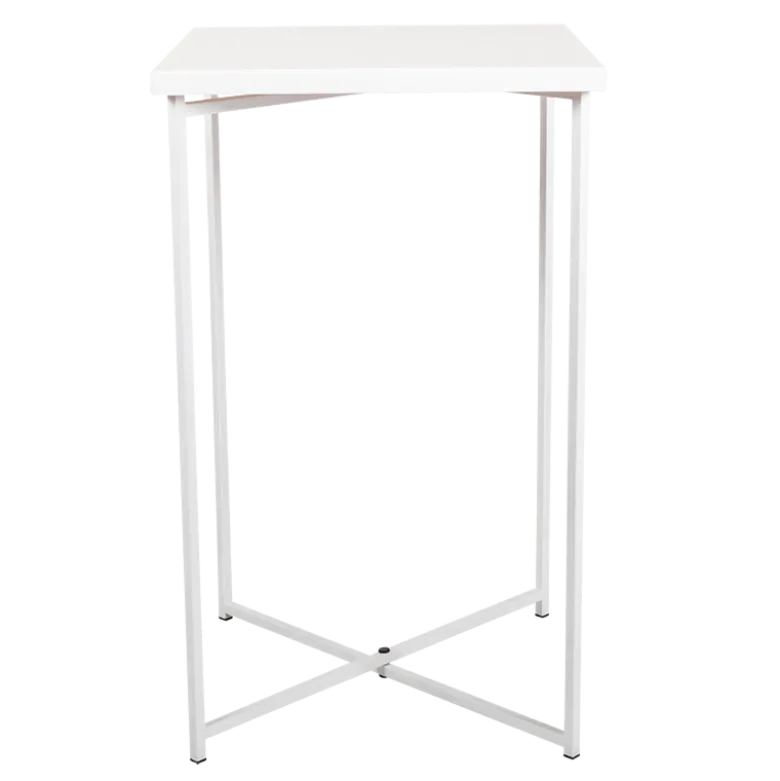 Mange-debout croisé blanc plateau blanc 65 x 65 cm H 110 cm