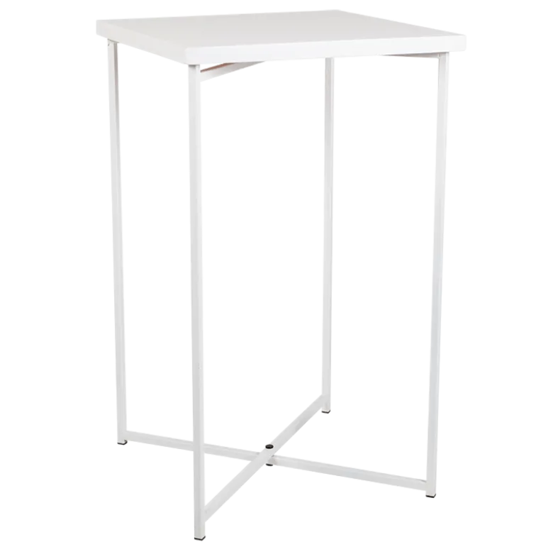 Mange-debout croisé blanc plateau blanc 65 x 65 cm H 110 cm