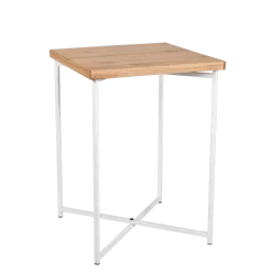 Mange-debout croisé blanc plateau bois 65 x 65 cm H 90 cm