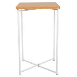 Mange-debout croisé blanc plateau bois 65 x 65 cm H 110 cm