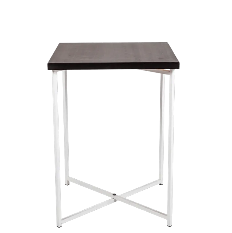 Mange-debout croisé blanc plateau noir 65 x 65 cm H 90 cm