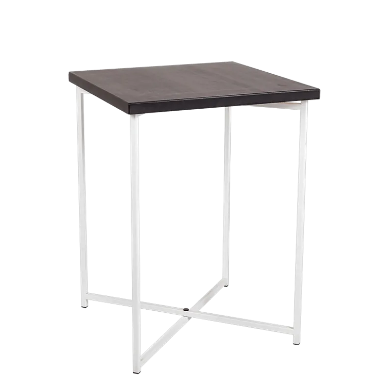 Mange-debout croisé blanc plateau noir 65 x 65 cm H 90 cm