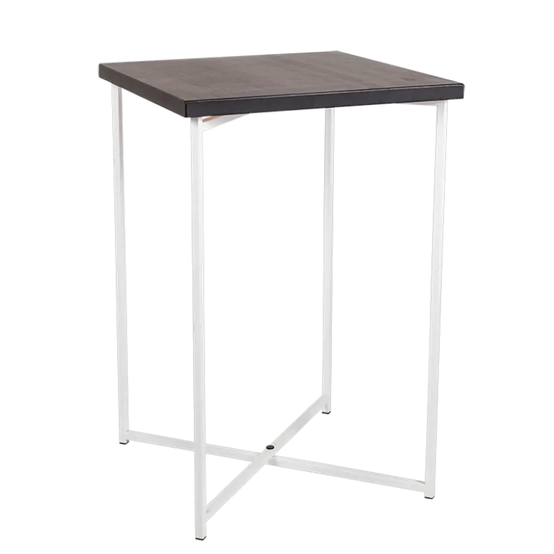 Mange-debout croisé blanc plateau noir 65 x 65 cm H 100 cm