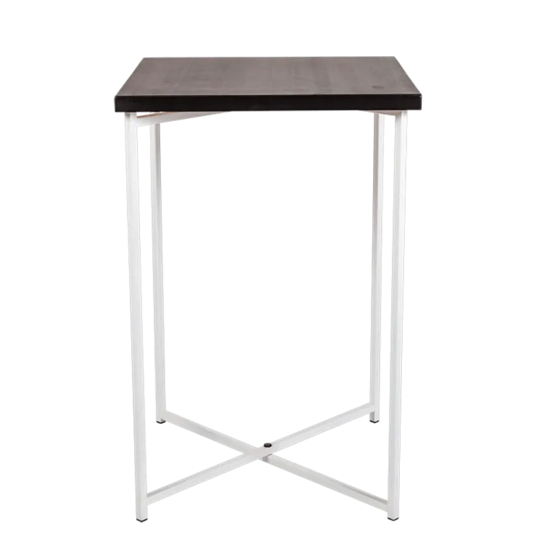 Mange-debout croisé blanc plateau noir 65 x 65 cm H 100 cm