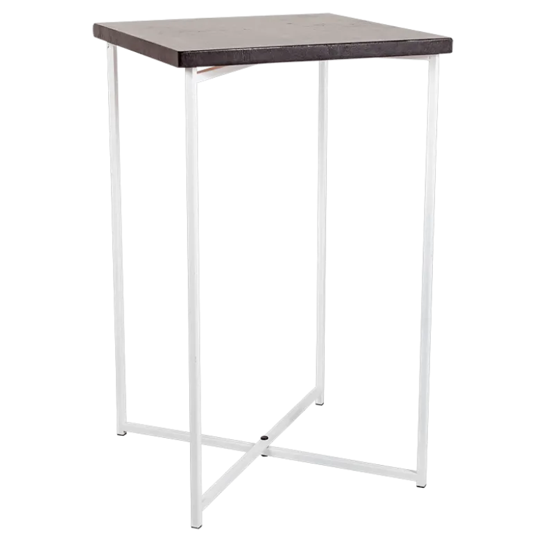 Mange-debout croisé blanc plateau noir 65 x 65 cm H 110 cm