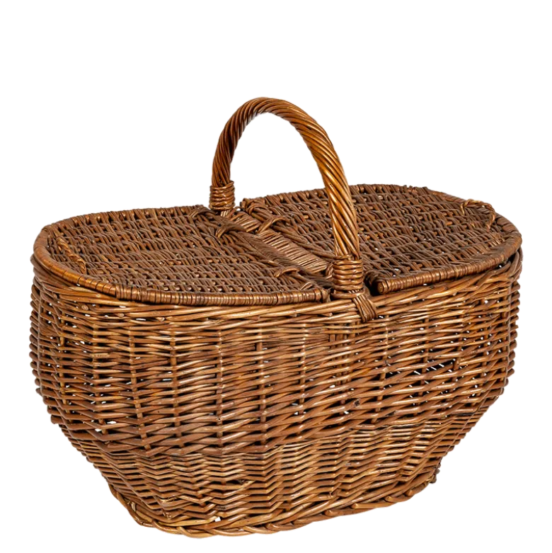 Panier de Pique-nique Vintage en osier 50 x 28 cm H 43 cm