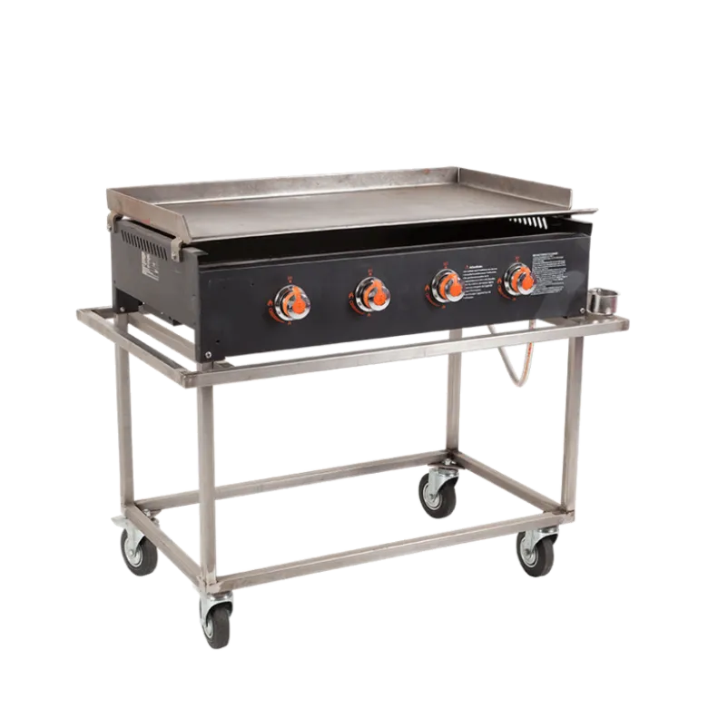 Plancha gaz 4 feux sur chariot 50 x 91 cm (bouteille gaz fournie)