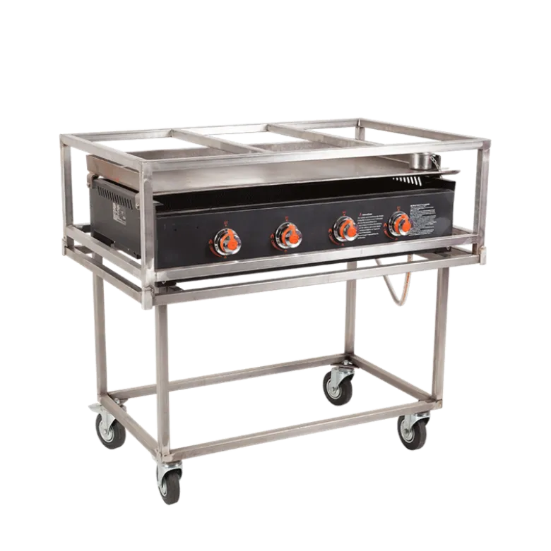 Plancha gaz 4 feux sur chariot 50 x 91 cm (bouteille gaz fournie)