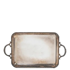 Plateau argenté vintage 40-45 x 30-35 cm