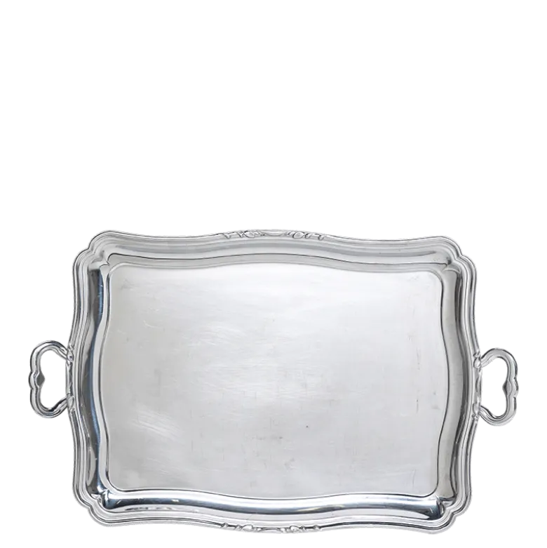 Plateau argenté vintage 40-45 x 30-35 cm