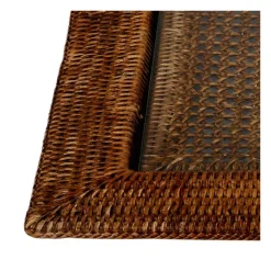 Plateau carré Louisiane 40 x 40 cm avec plaque en verre