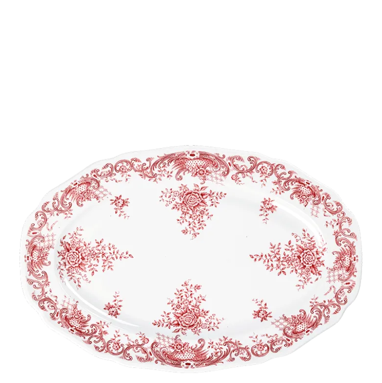 Plat ovale Vintage rouge rose Ø 35-40 cm