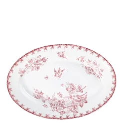 Plat ovale Vintage rouge rose Ø 35-40 cm