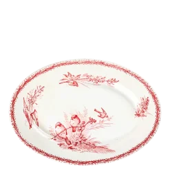 Plat ovale Vintage rouge rose Ø 35-40 cm