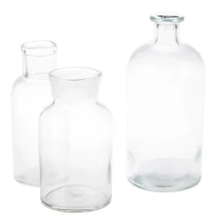 Pot à pharmacie vintage verre blanc petit format H 8-20 cm