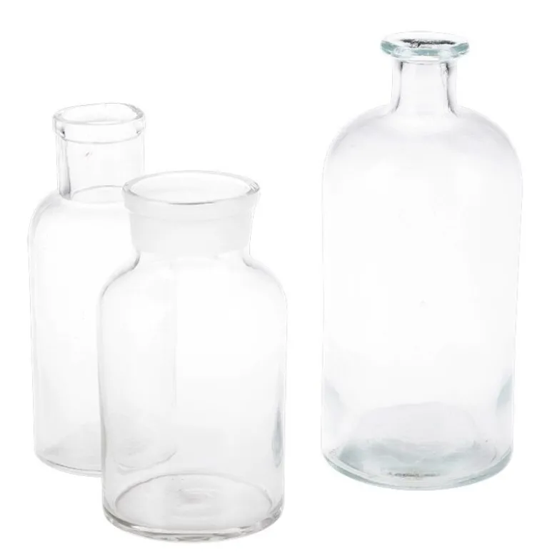 Pot à pharmacie vintage verre blanc petit format H 8-20 cm
