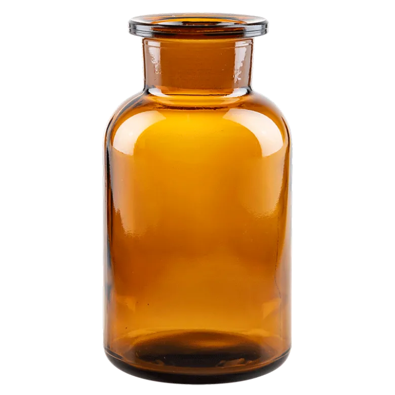 Pot à pharmacie vintage verre brun petit format H 8-20 cm