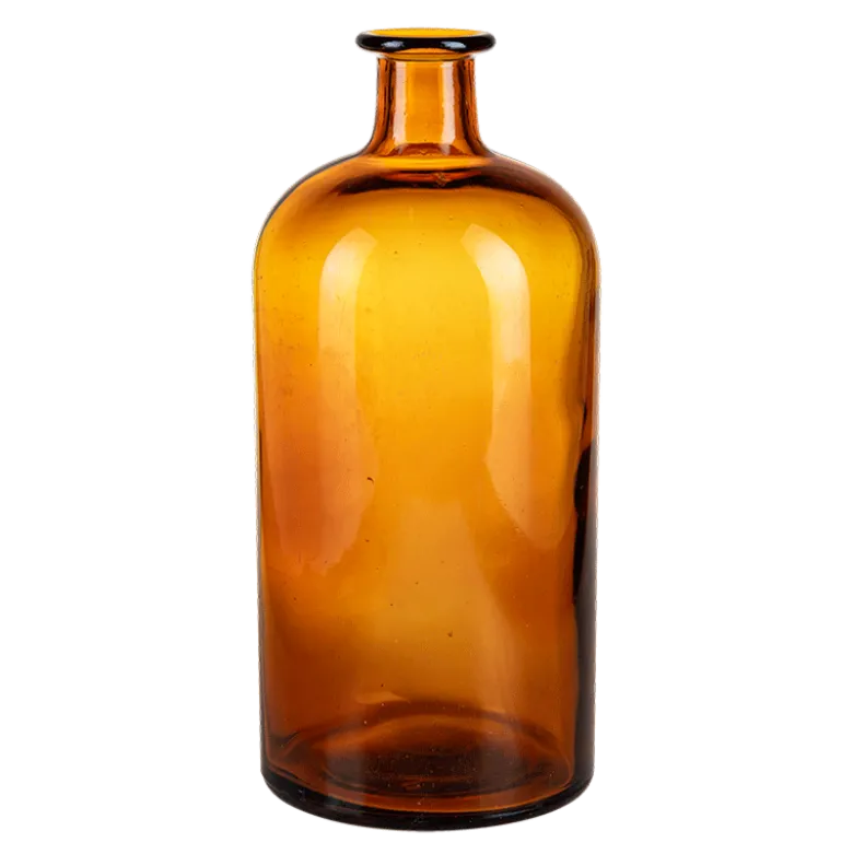 Pot à pharmacie vintage verre brun grand format H 20-24 cm