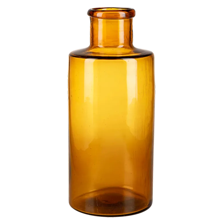Pot à pharmacie vintage verre brun grand format H 20-24 cm
