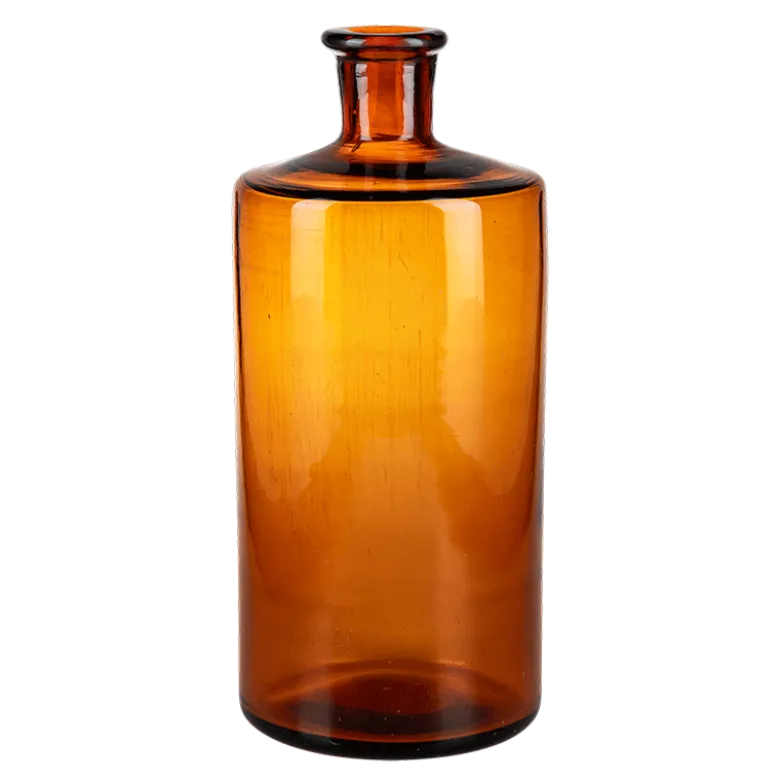 Pot à pharmacie vintage verre brun grand format H 20-24 cm